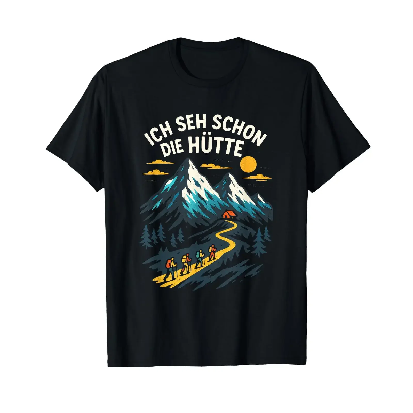 T Shirt with German Text quot Ich Seh Schon Die Hütte Langu vintage Washed Casual fashion homme streetwear Versatile Soft