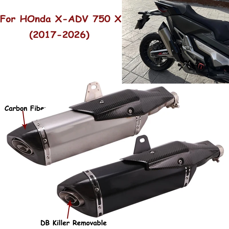 Motorcycle Exhaust Muffler Escape Mid Link Pipe Carbon Fiber DB Killer Slip On For Honda X-ADV 750 X ADV750 ADV 2017 2018 - 2026