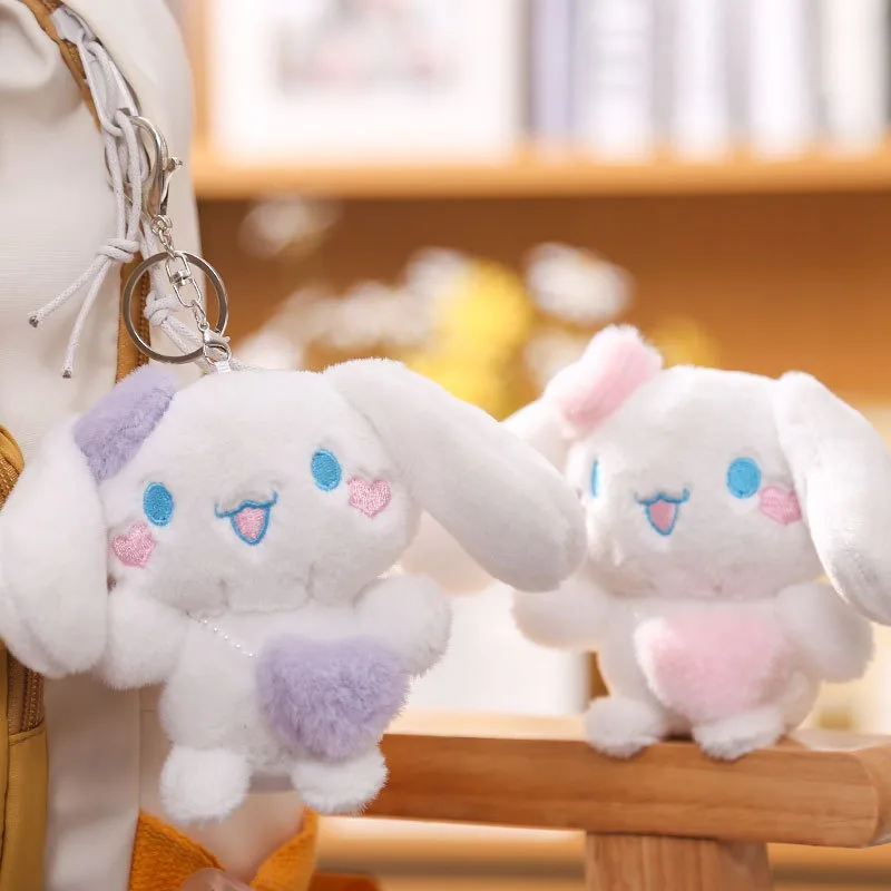Kawaii Sanrio Cinnamoroll Cartoon Plush Keychain Cute Bag Charm Festival Present Birthday Present Love Heart Plush Charm