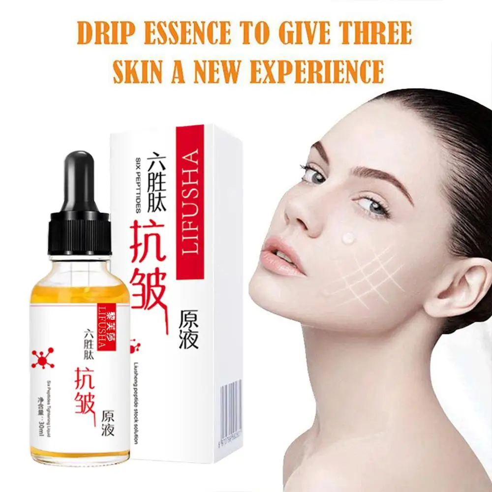 

30ml Women Face Serum Six Peptides Wrinkle Firming Fine Fade Facial Essence Anti-Aging Smooth Beauty Lifting Liquid Skin Li J3O2