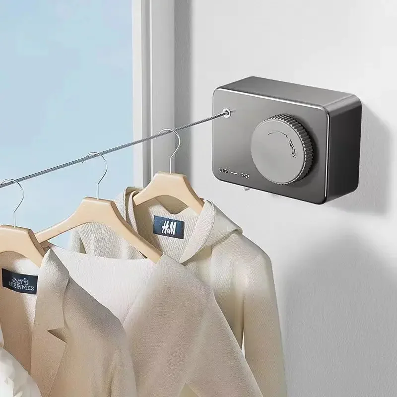 

Retractable Clothesline Duty With Adjustable Stainless Steel Rope Indoor And Outdoor Wash Line Wall-mounted Wash Clothe Hanger