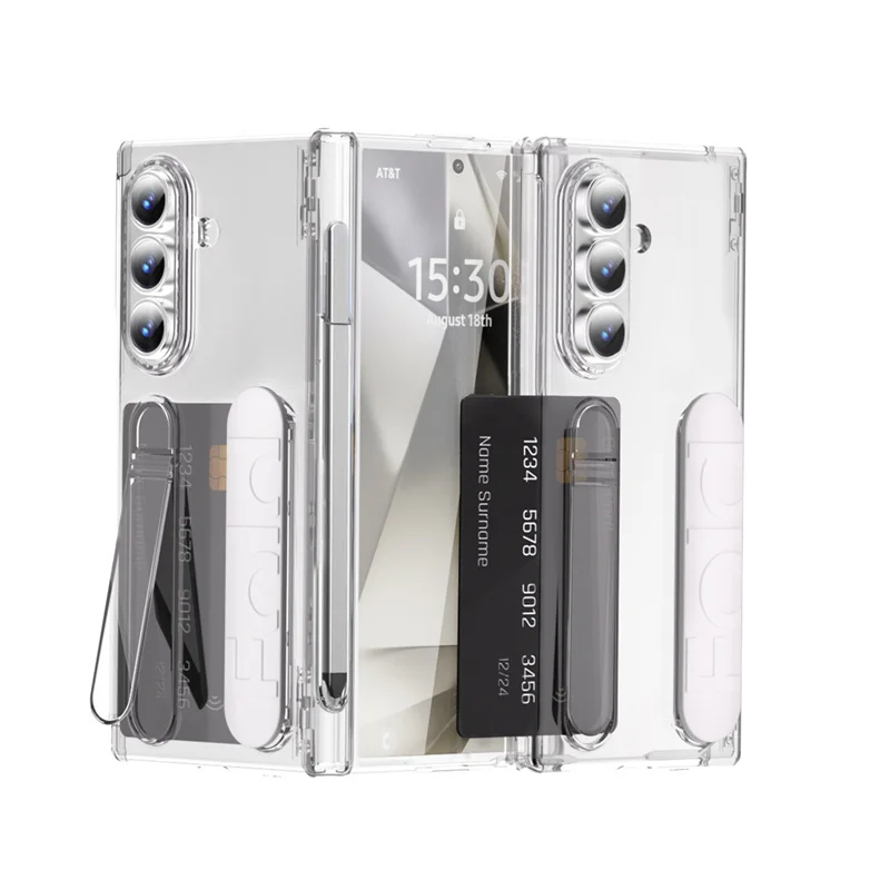 

For Samsung Galaxy Z Fold 7 6 5 4 Wristband Holder Hinge Card Slot Phone Case With Pen Slot & S Pen Screen Protector Film Cover