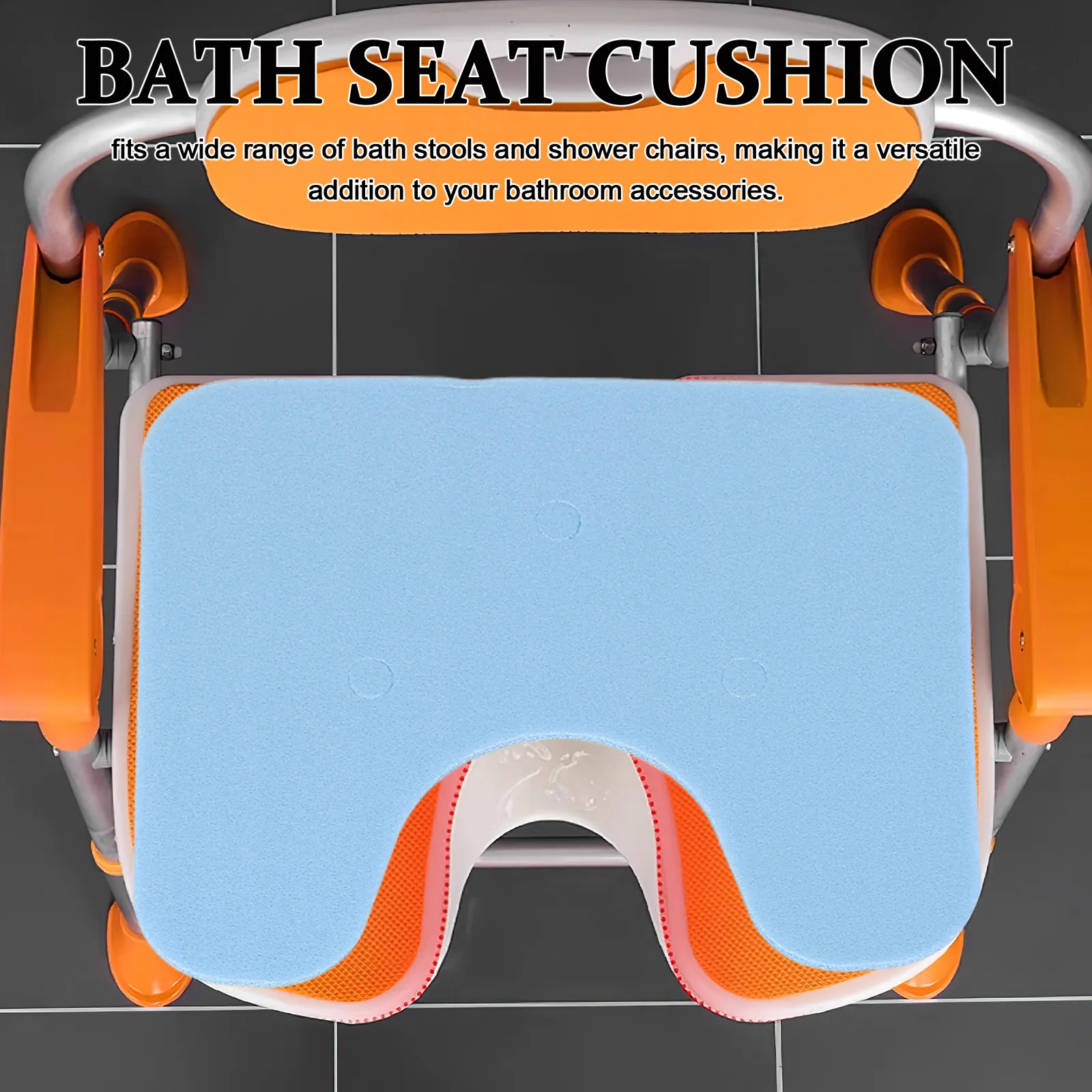 1Set Nonslip Waterproof Bath Seat Cushion Soft Comfortable Shower Chair Pad Backrest Mat Universal Fit Elderly Disabled