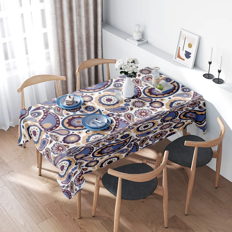 Modern Geometric Floral Printed Tablecloth for Dining Room Decoration 150x240cm Multicolor