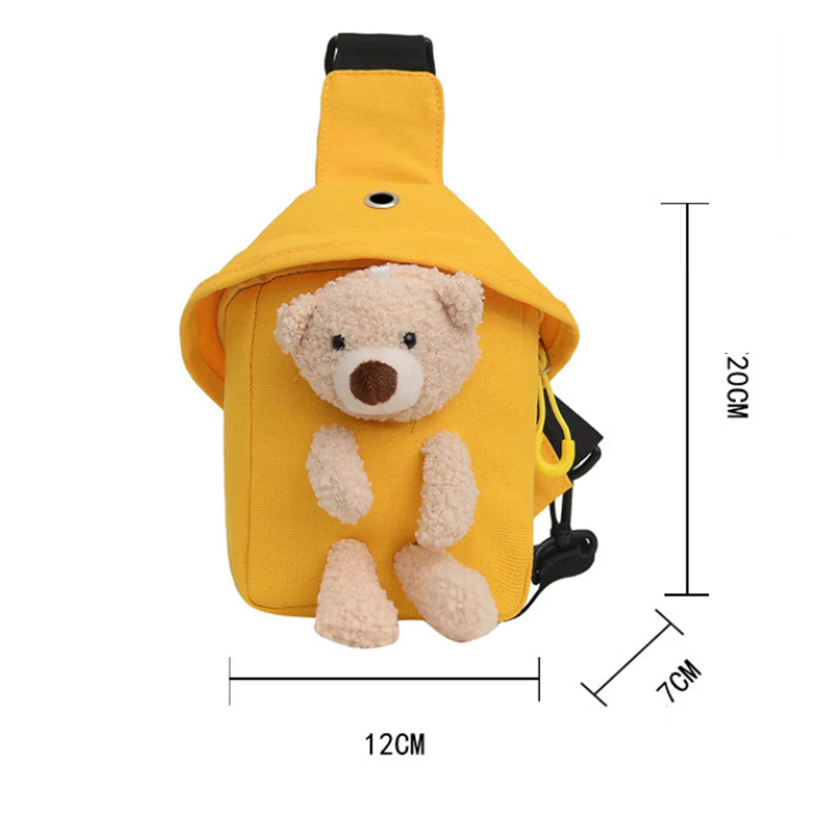 Cute Bear Canvas Waist Packs Women Fashion Trendy One Shoulder Cartoon Crossbody Chest Bag Personality Small Waist Bag for Girls