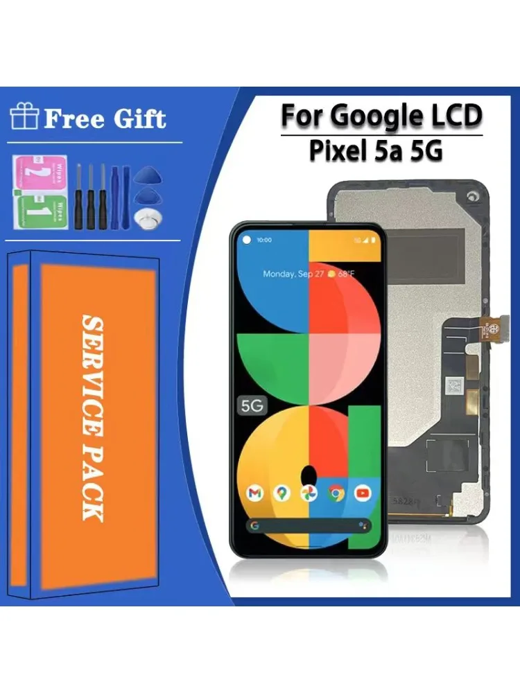 6,34-calowy wyświetlacz LCD z ekranem dotykowym i digitizerem do Google Pixel 5a 5G G1F8F do wyświetlacza Pixel 5A 5G G4S1M z ramką — zdjęcie produktu 7