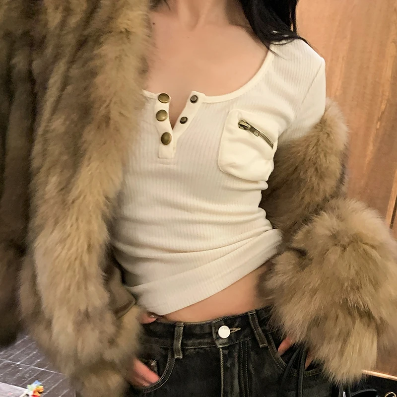 Tonngirls Harajuku Vintage T Shirt Frauen Langarm Dünne Y2k Amerikanischen Retro 90s Crop Tops Streetwear Basci T Tops herbst – Detail 8