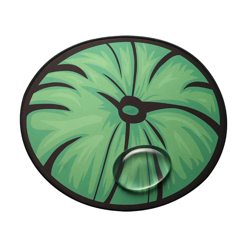 

Mousepad Mice Mat with Wrist Rest Pad Lotus Leaf Style Round Green Cool Color 400*330mm Transparent Silicone Desk Office Girl