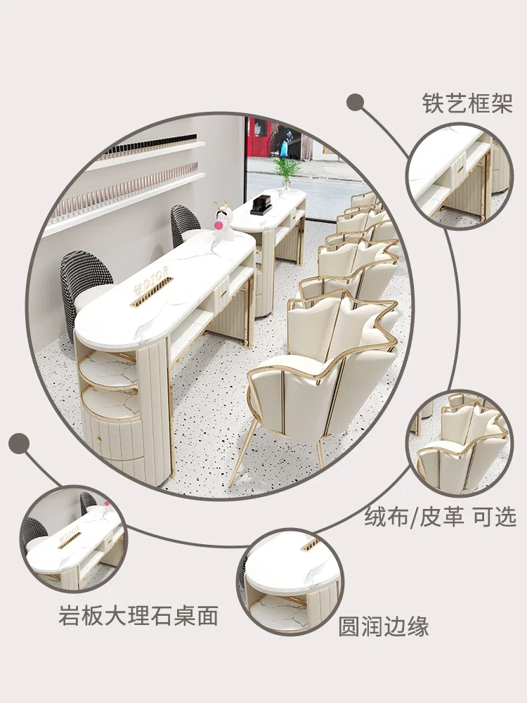 Nordic Luxury Dressing Nail Table Professional Storage Manicure Table Marble Tabletop Mesa De Manicure Salon Furniture