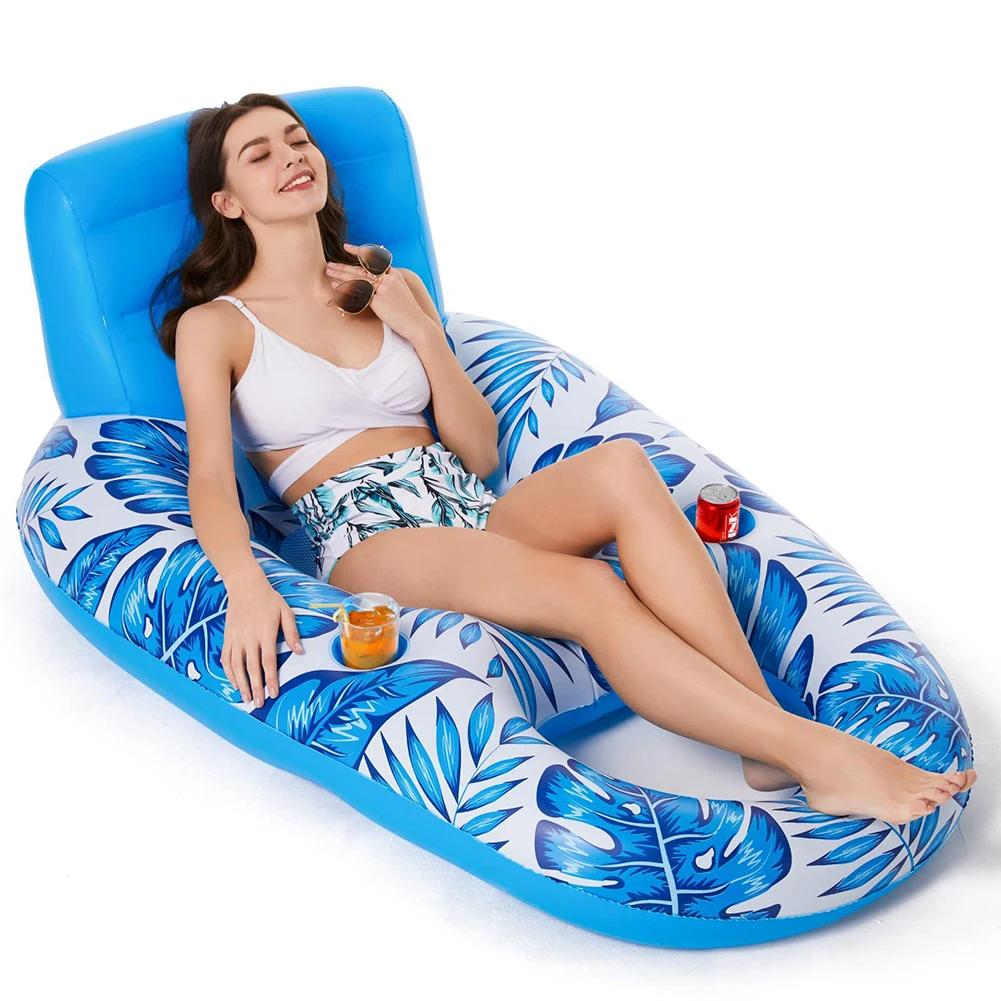 Inflatable Floating Chair Inflatable Floating Row Multifunctional PVC Floating Boat Lounge for Beach Vacation/Family Pool Party