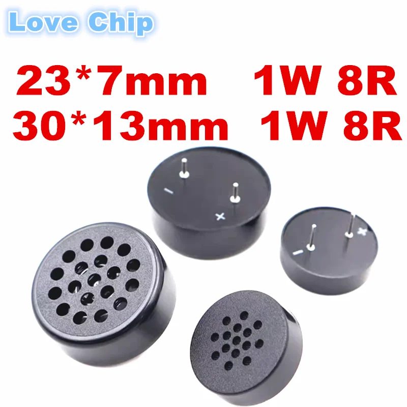 2 Altavoces Mini de 1W 8R 3013 2307 para Montaje en PCB, 8 Ohmios, 1 Vatio, 8R, 30*13MM, 23*7MM, con Cubierta, Alta Calidad