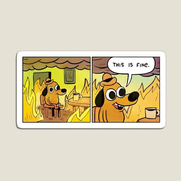 حامل مغناطيسي ميمي مضحك من This Is Fine للأطفال لطيف لمنظم الثلاجة وملصقات ديكور الثلاجة لعبة أطفال مضحكة #1