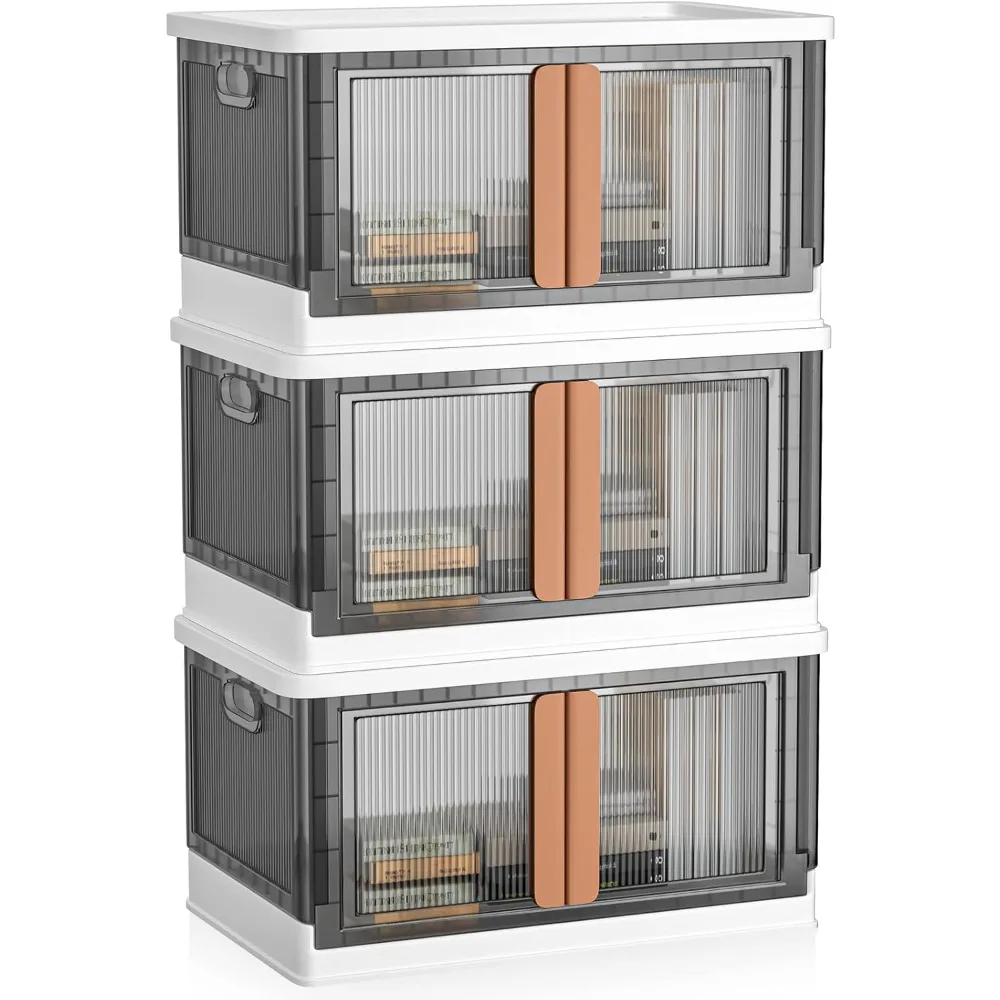 Storage bins,plastic storage bins with lids-76Quart large foldable storage containers，Stackable  drawers for bedroom