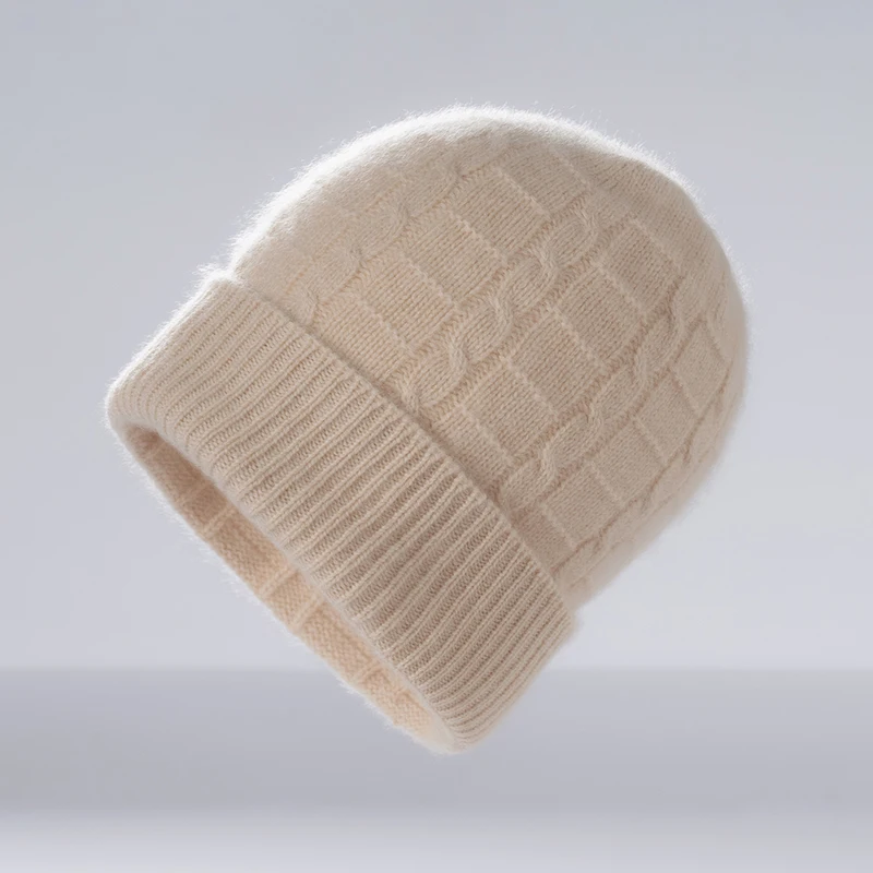 

Unisex High Quality 100% Cashmere Knitted Beanie Hat Winter Thick Warm Soft Casual Cap for Women And Men