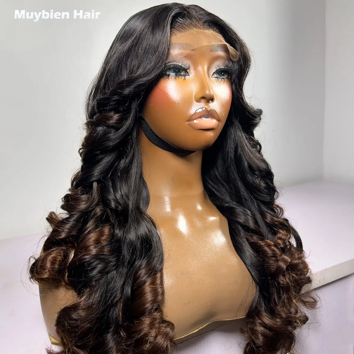 

5by5 Closure Ombre Brwon Bounce Wave Wig Human Hair Glueless 13x6 13x4 HD Lace Front Wigs for Woman Ready to Wear Loose Wave Wig