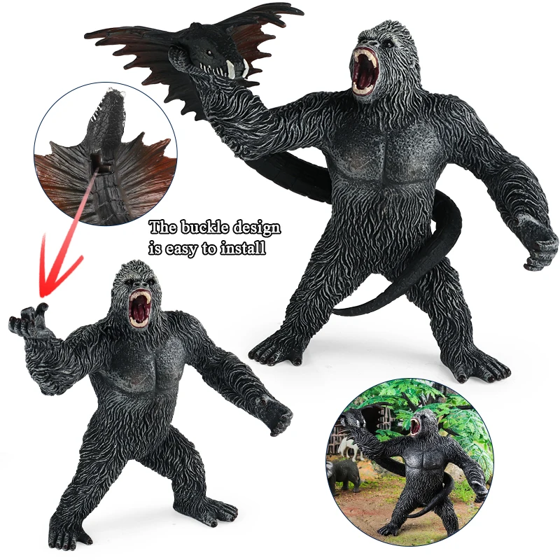 Oenux King Kong Simulation Dinosaur Soldier Warrior Jurassic T-REX Spinosaurus PVC Model Action Figures Chimpanzee Toy Kids Gift