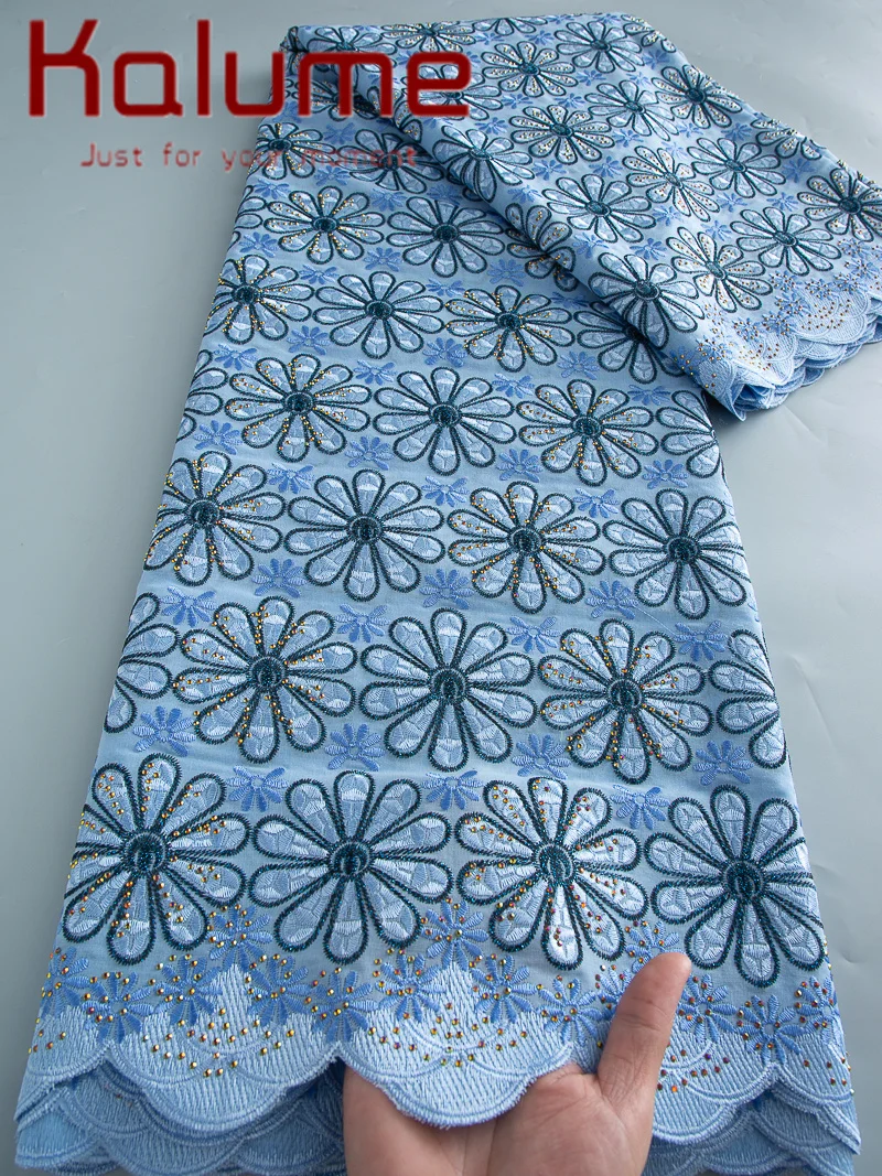 Kalume 2026 African Swiss Voile Lace Fabric Embroidery African Cotton Lace Fabric Newest Nigeran Lace for Sewing Party F4416