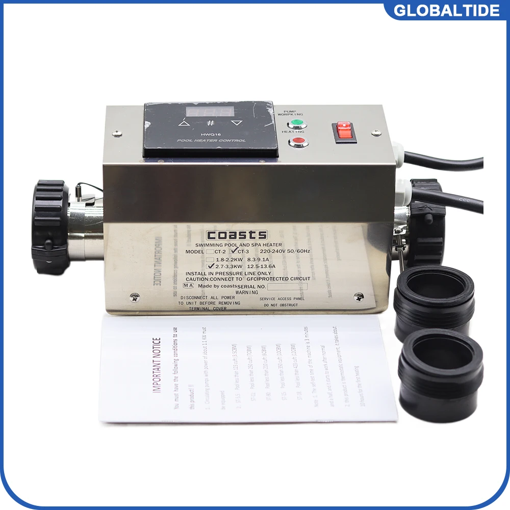 

NEW 3KW 220V Pool Heater Electric Swimming Pool and SPA Bath Heating Tub Water Heater Thermostat Swimming Pool Accessories