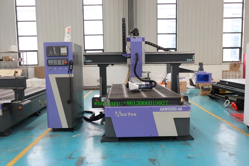 Jinan cnc 1325 Cnc Router Wood Carving 4 Axis Rotate Spindle Atc Milling Machine With Spindle 180 Degree Swing