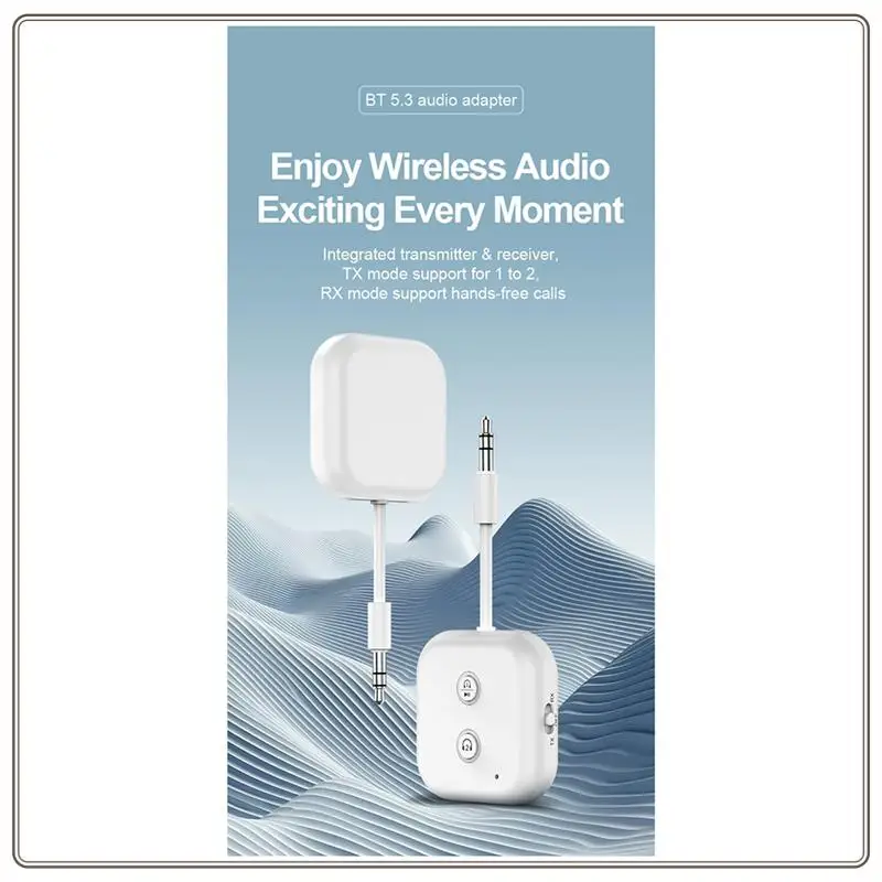 

Надежный портативный аудиоадаптер Bluetooth 5.3 HIFI стерео с микрофоном 2 в 1, передача 1 на 2, наушники для ПК, ТВ, динамик, P