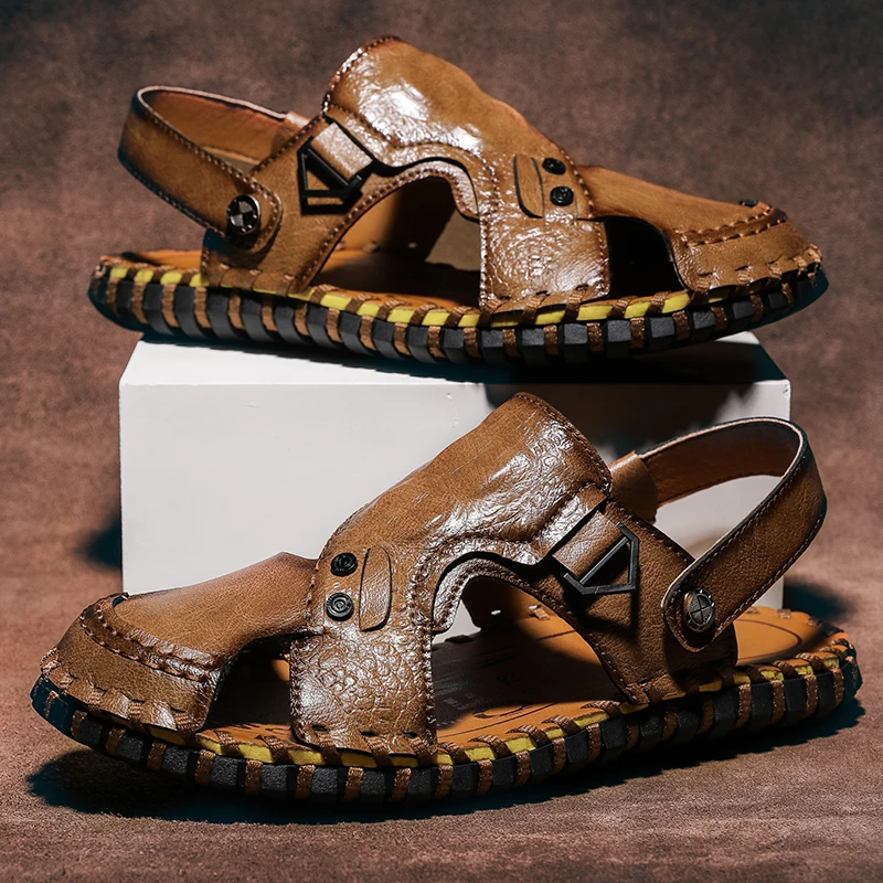 Hot Sale Summer Men's Sandals Outdoor Men's Beach Sandals Handmade Leather Roman Fashion Men Water Trekking - view 2