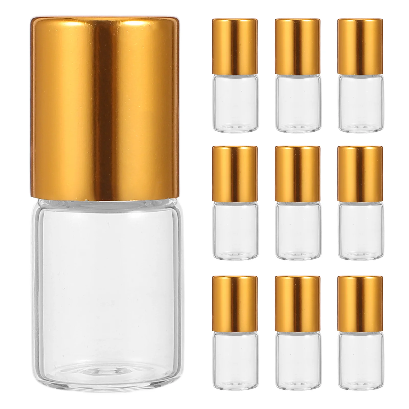 12pçs garrafas de rolo de óleo essencial, vidro transparente recarregável, tamanho de viagem, recipientes de perfume, rolo vazio em frascos de amostra de fragrância
