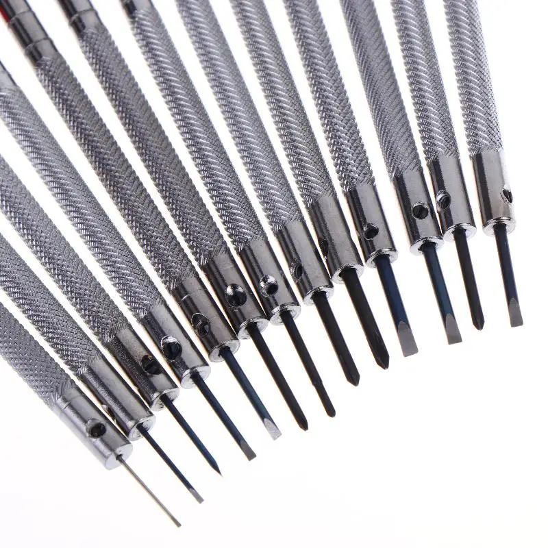 13pcs 0.6-2.0mm Precision Screwdriver Set Iron Micro Cross Repair Kit For Watches Glasses Jewelry