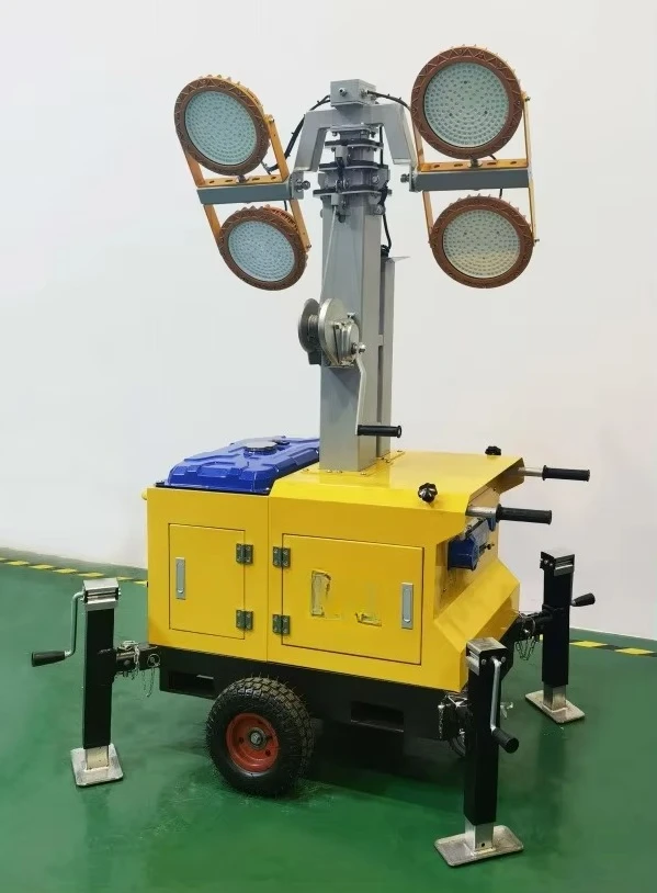 Generator Light Tower Hydraulic Telescopic Mast 360 Rotatable Lamp Frame Low Vibration Generator Unit Highway Repair Light Tower