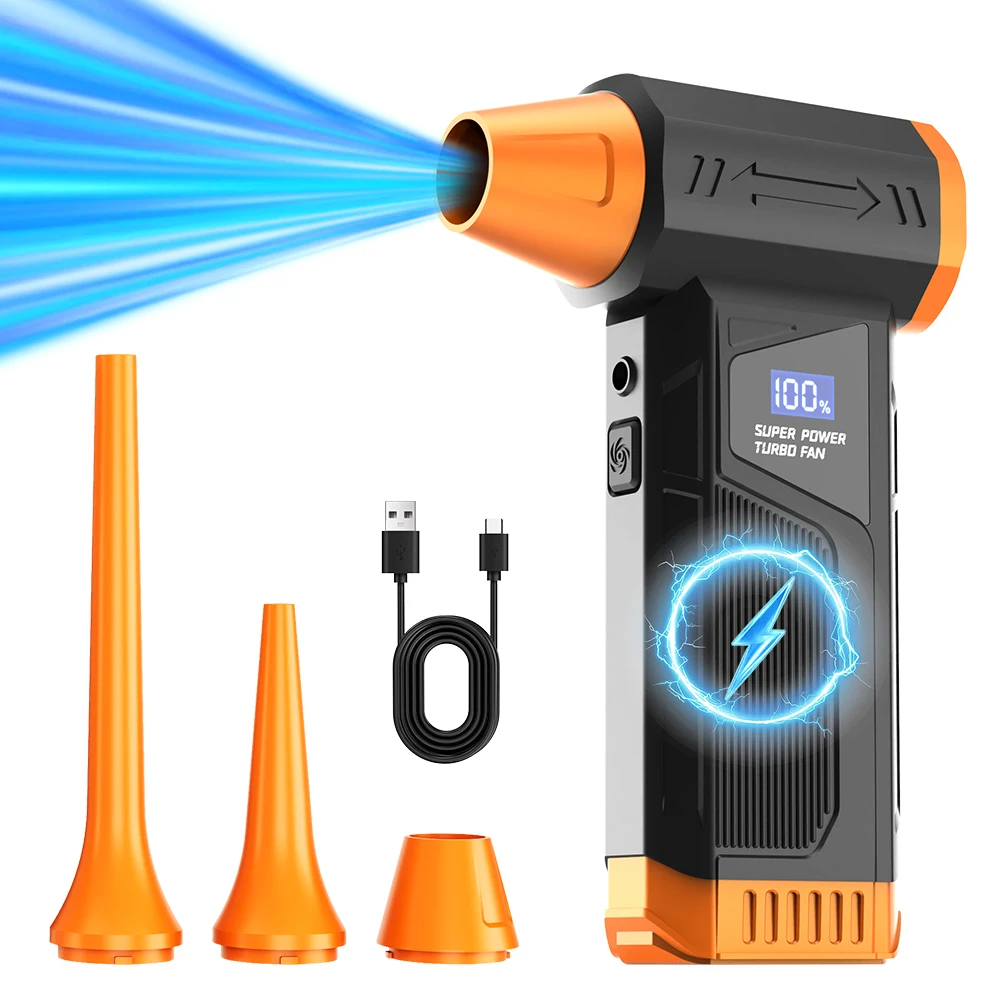 【2026 รุ่นใหม่】เครื่องเป่าลมไร้สายแบบไร้แปรงถ่าน สำหรับทำความสะอาดรถยนต์ พร้อมไฟ LED จอแสดงผลดิจิตอล พกพาสะดวก ใช้สำหรับงานปิ้งย่างกลางแจ้ง