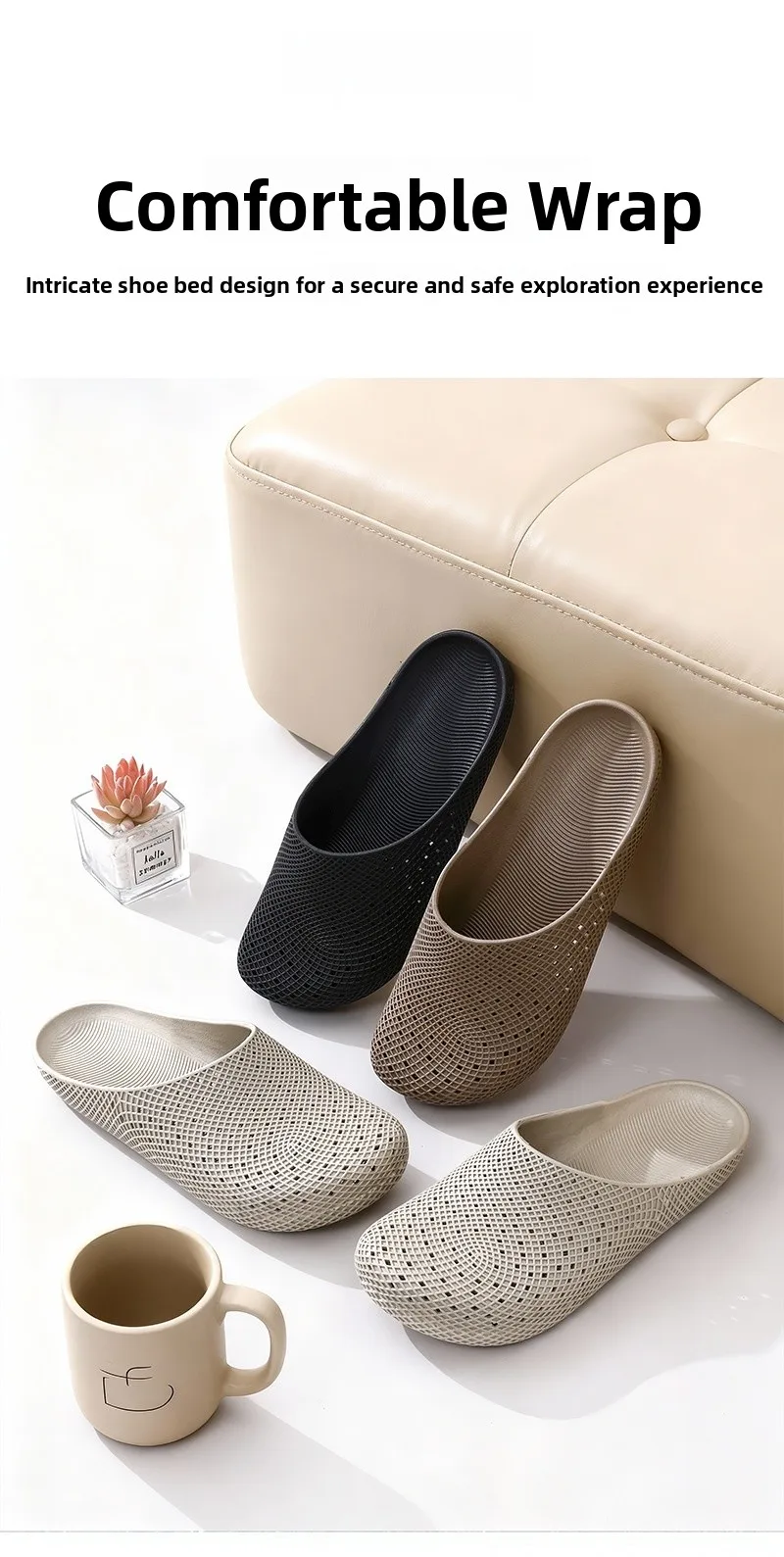Sommerliche, atmungsaktive, leichte Herren-Clogs mit Belüftungslöchern, rutschfeste Outdoor-Slip-On-Sandalen, halb geschlossene Freizeitschuhe für die Arbeit. – Detail 5