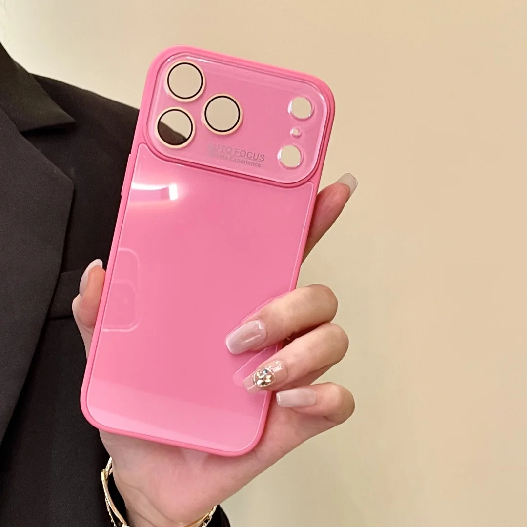 

Luxury Plating Bumper Armor Glossy Phone Case For iPhone 15 16 17 Pro Max 14 Plus 13 12 11 Crystal Glass Lens Protection Cover