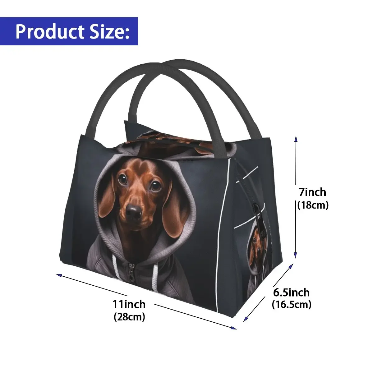 Sausage Dog Lunch Bag Animal Cute Puppy Dachshund Retro Lunch Box For Child Picnic Portable Insulated Cooler Bag Tote Food Bags