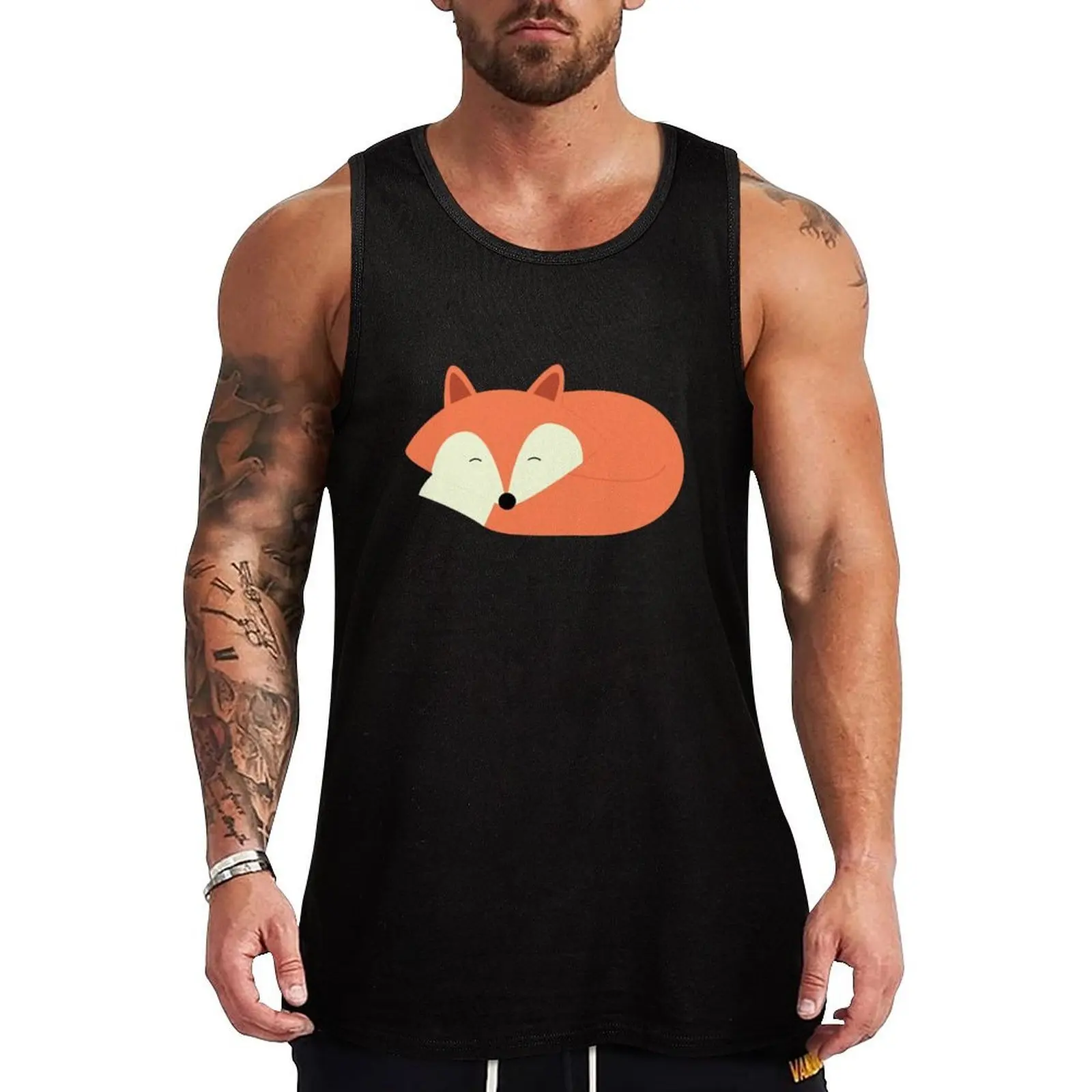 Sleeping Red Fox Tank Top Durable Work Tank Top Outdoor Utility Sleeveless Shirt