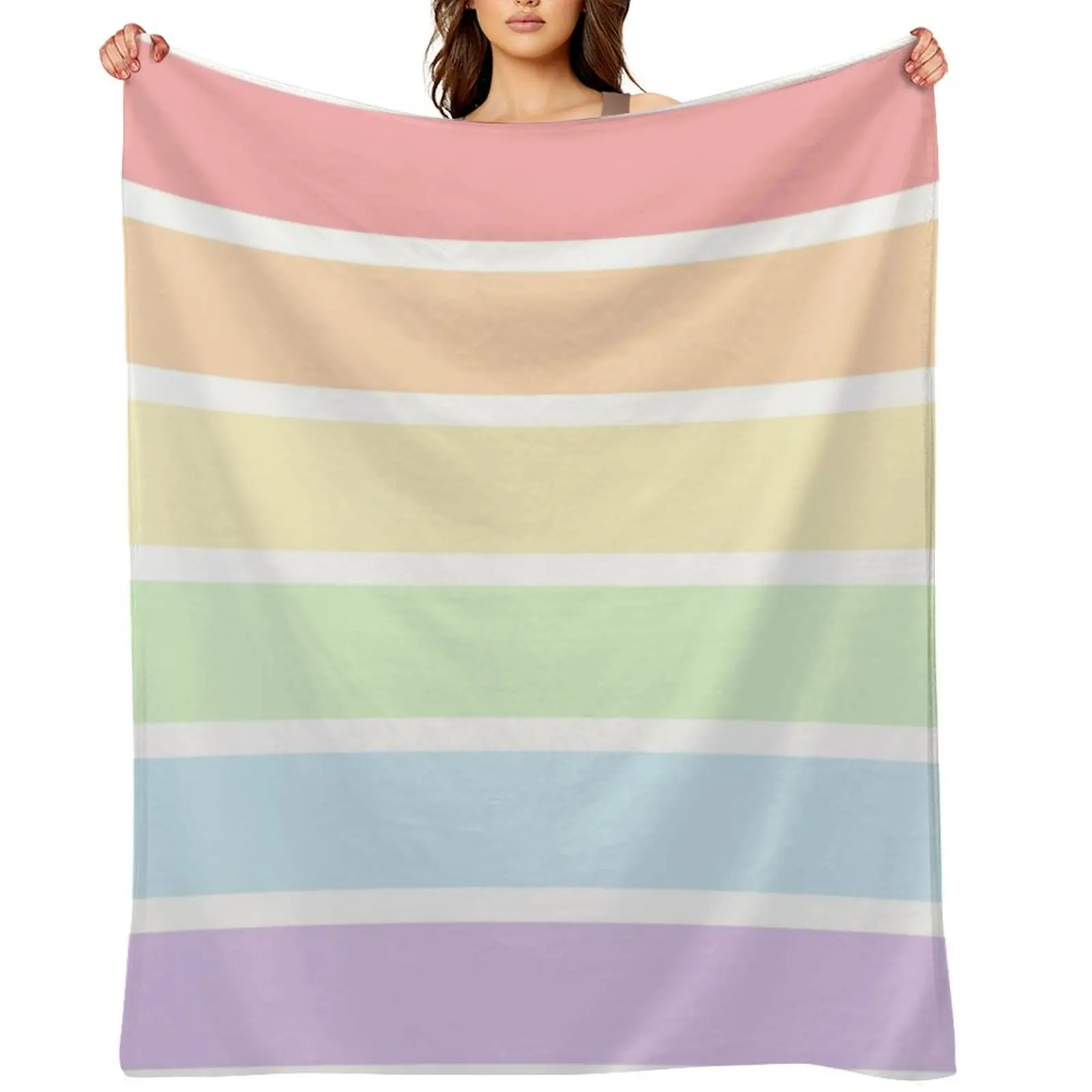 

Pastel Rainbow Stripes Throw Blanket Warm decorative Plaid on the sofa for sofa Blankets