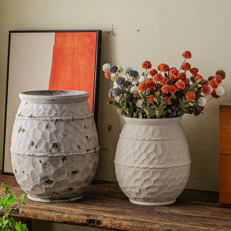 

2026 Garden Planter DesignHigh Quality Antique European Style Rustic Decorative Fiber Clay Pot Planters Flower Pots for Plants