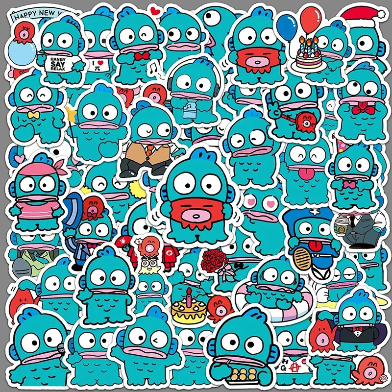 50pcs Sanrio HANGYODON Card Love Cartoon DIY Stickers Creative Action Figure Animation Ledger Material Children Like Gifts