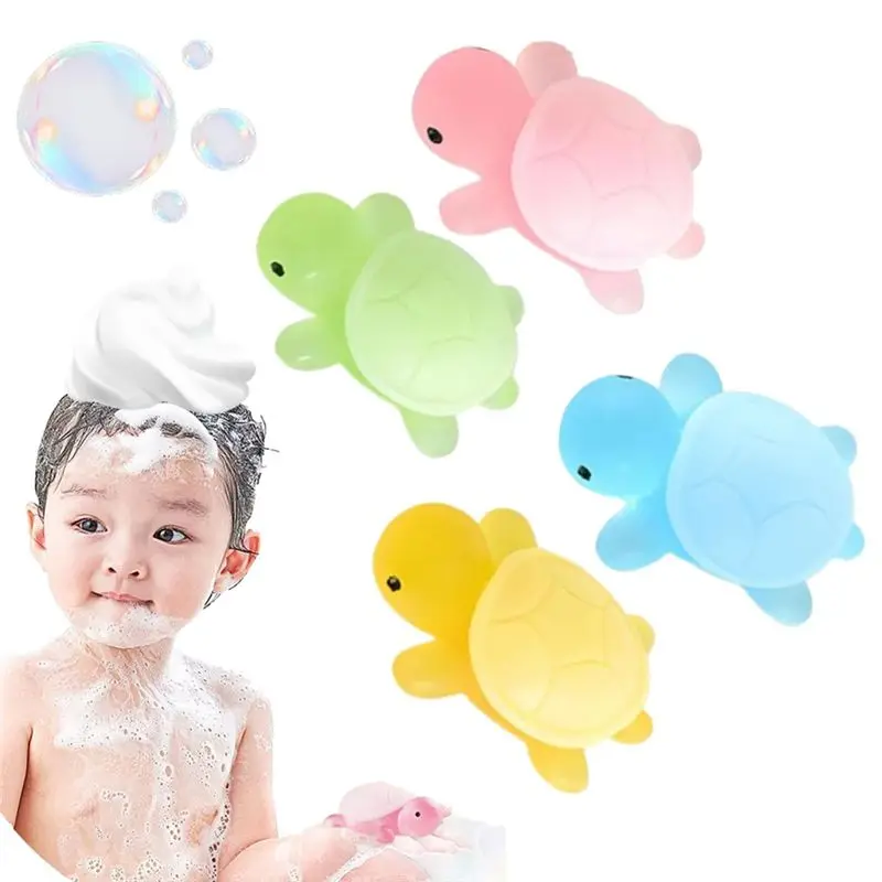 A96K-Little Turtle Handmade Essential Oil Soap 4 Pieces Ofcute Little Turtle Moisturizing Soap Children's Cleansing Bath Soap