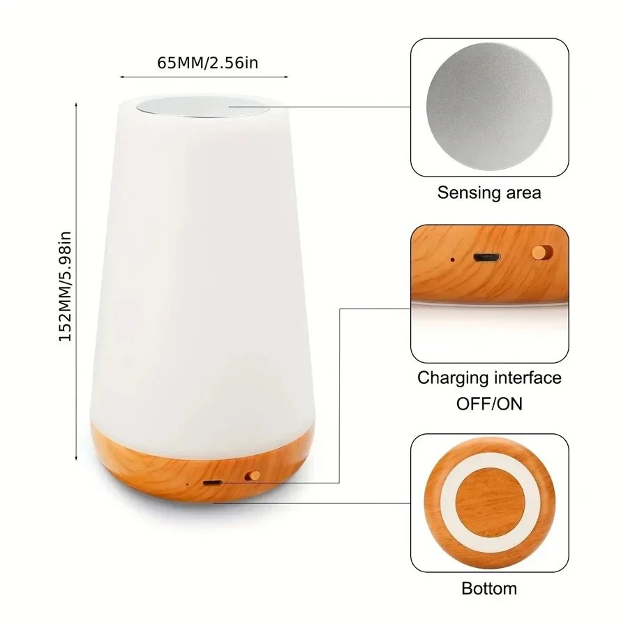 Creative Night Light with Remote Control 13 Color Changing RGB Touch Dimmable Table Lamp Rechargeable Table Decor Night Light