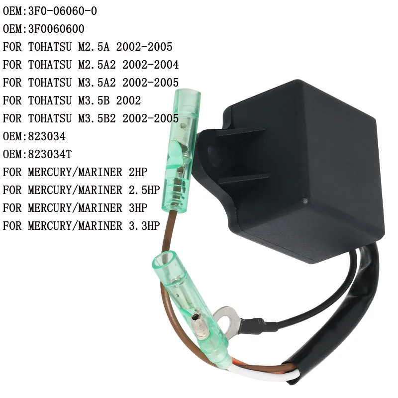 

Система зажигания CDI для Tohatsu M2.5A M2.5A2 M3.5A2 M3.5B M3.5B2 для Mercury/Mariner 2HP 2.5HP 3HP 3.3HP OEM:3F0060600