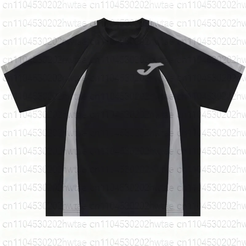 

JOMA Mens Oversized T-Shirt Vintage Washed Black Contrast Striped Patchwork Harajuku Streetwear Loose Hip-Hop Short Sleeve Summe