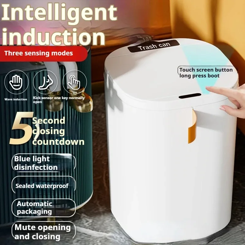 

Light Energy Trash Can Smart Sensor Garbage Storage Box Kitchen 20L Capacity Auto Paper Basket Bathroom Waste Tissue Collect Box