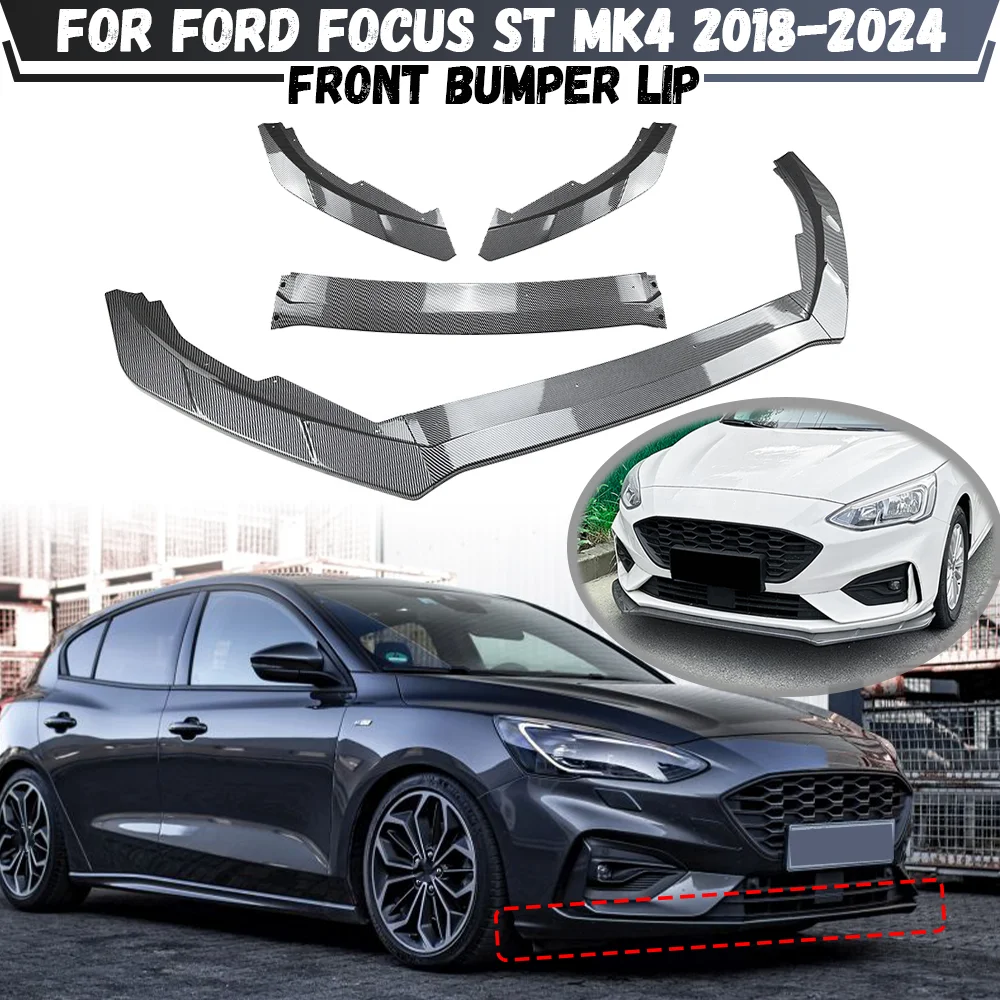 

Car Front Bumper Splitter Lip Spoiler Splitter Deflector Lips Cover Trim Body Kit For Ford Focus ST ST-line MK4 MK4.5 2018-2024