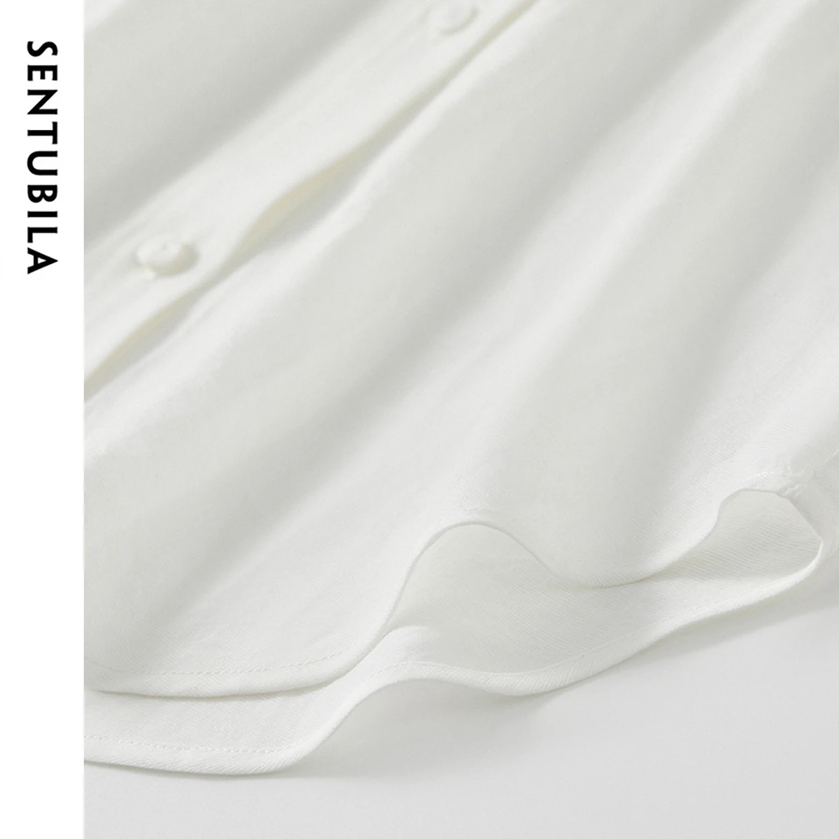 SENTUBILA نمط رسمي قميص نسائي 2025 الربيع الصيف ليوسيل التلبيب ثلاثة أرباع كم التطريز البلوزات الإناث 152C59034 #6