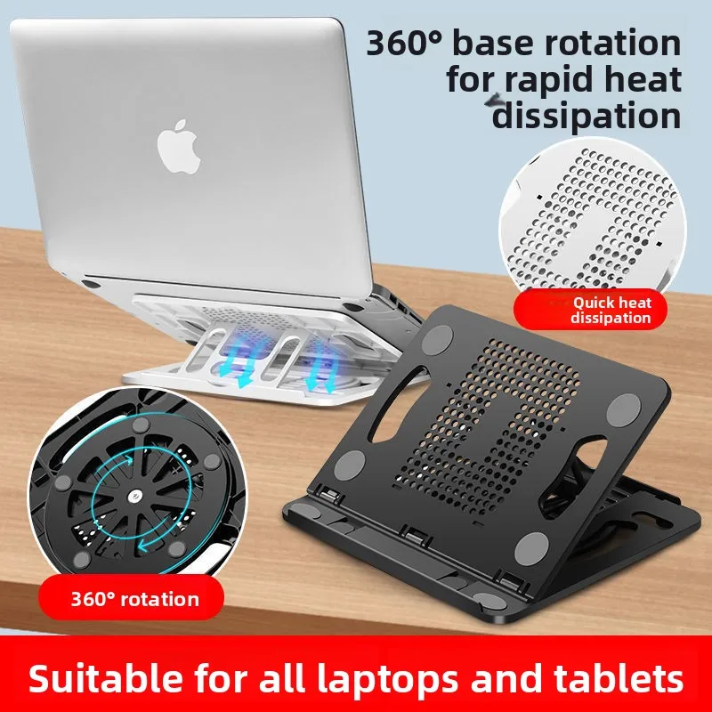 360° Rotating Laptop Stand Height Adjustable Notebook Riser with Cooling Vent Foldable Desktop Holder for All 10-18 inch Tablets