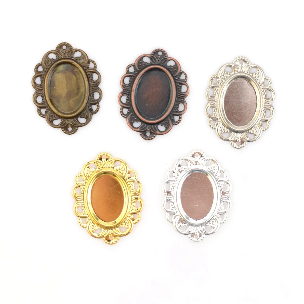 Free shipping 100Pcs Gold Plated Filigree Cabochon Setting Wraps Connectors Crafts Decoration DIY Embellishments 32x24mm J2862