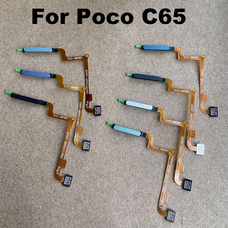 For Xiaomi Poco C65 Fingerprint Sensor Touch ID Sensor Home Button Power Button Flex Cable Smartphone Replacement