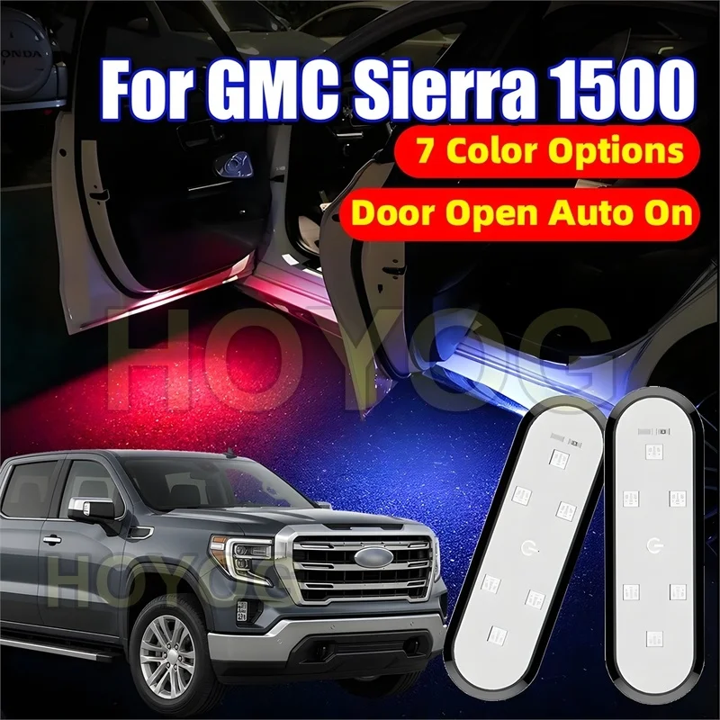 Fit for GMC Sierra 1500 2018-2026 USB Rechargeable Wireless Multi-Color Car Door Warning Light for Door-Opening Alerts