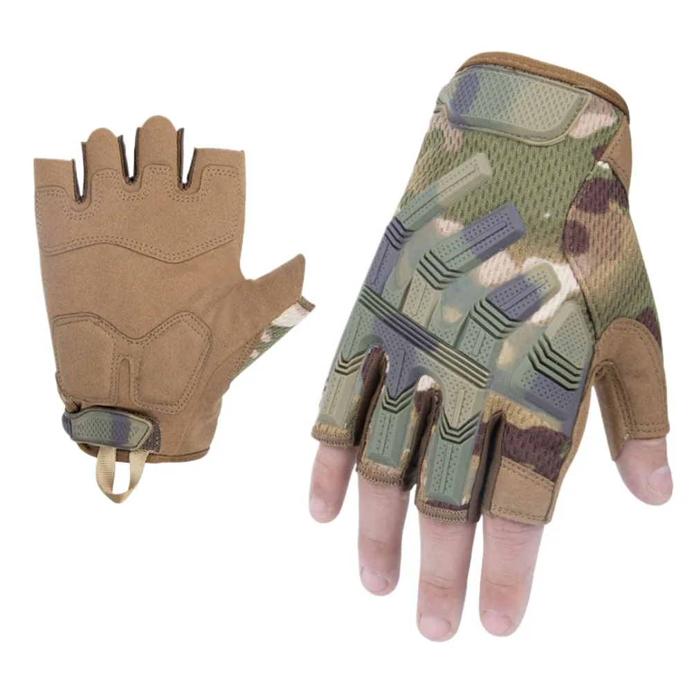 Men Outdoor Tactical Fingerless Gloves Hiking Climbing Sports Protective Gloves Shooting Half Finger Gloves Hunting Driving