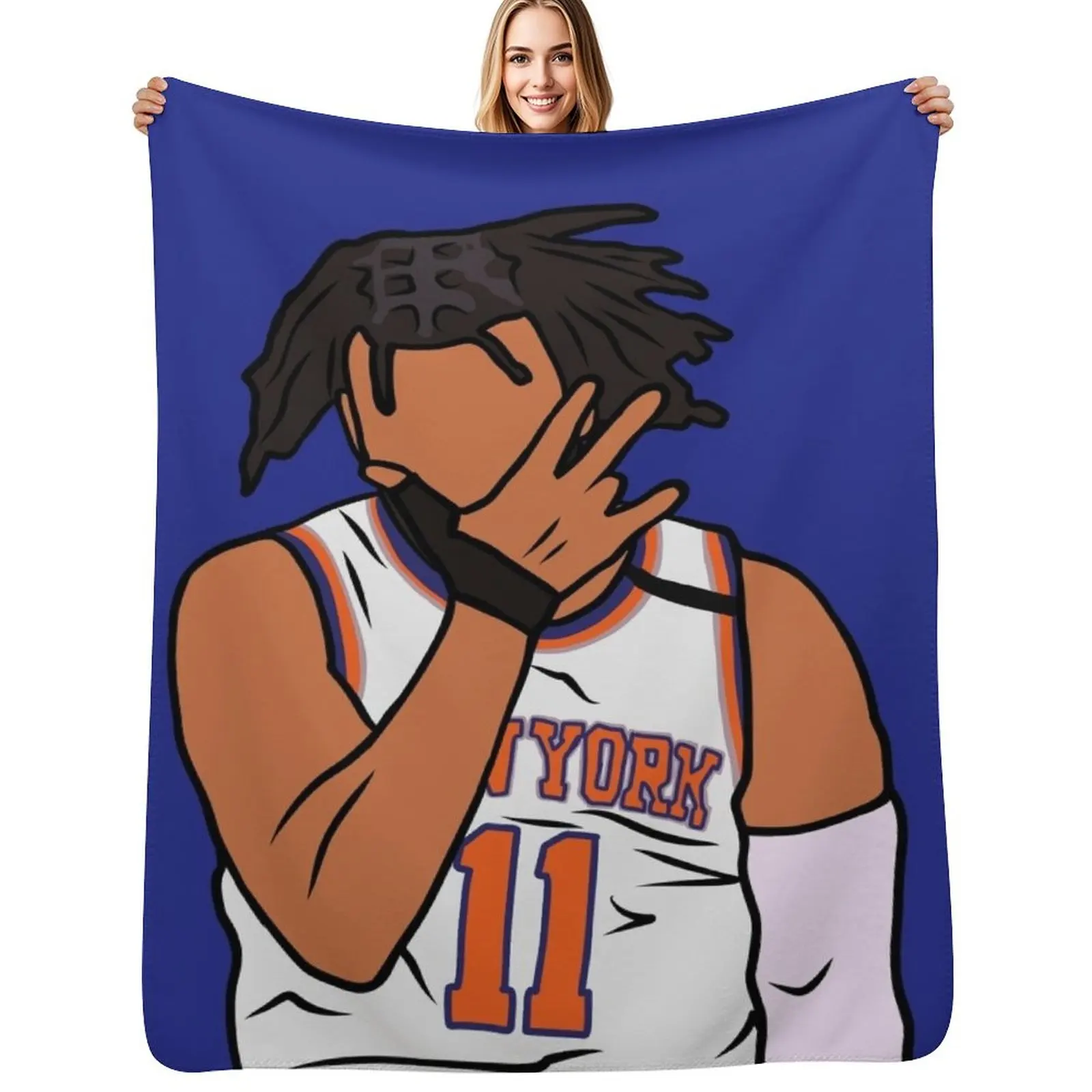 

Jalen Brunson 3 Point Celebration Throw Blanket funny gift Beautifuls Warm Blankets