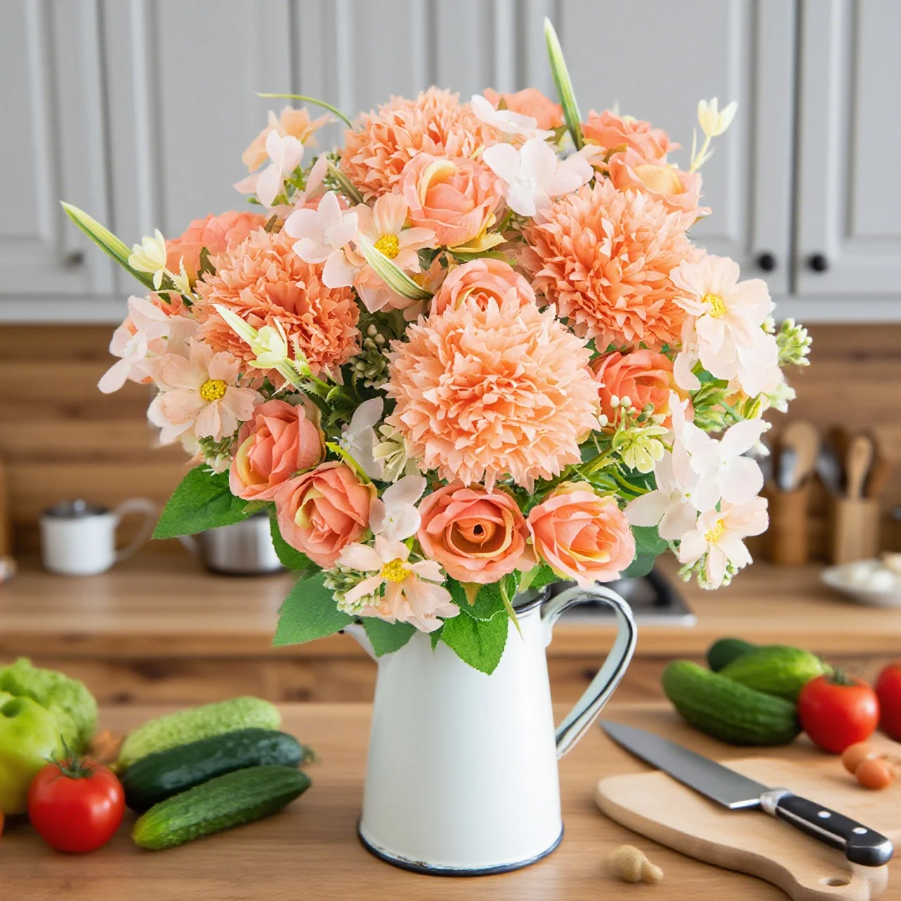 Künstliche Blumen Seidenrosen Hochzeitskranz Heim Zimmer Tisch Valentinstag Dekoration Vase Brautstrauß Outdoor Garten DIY Geschenk Requisite